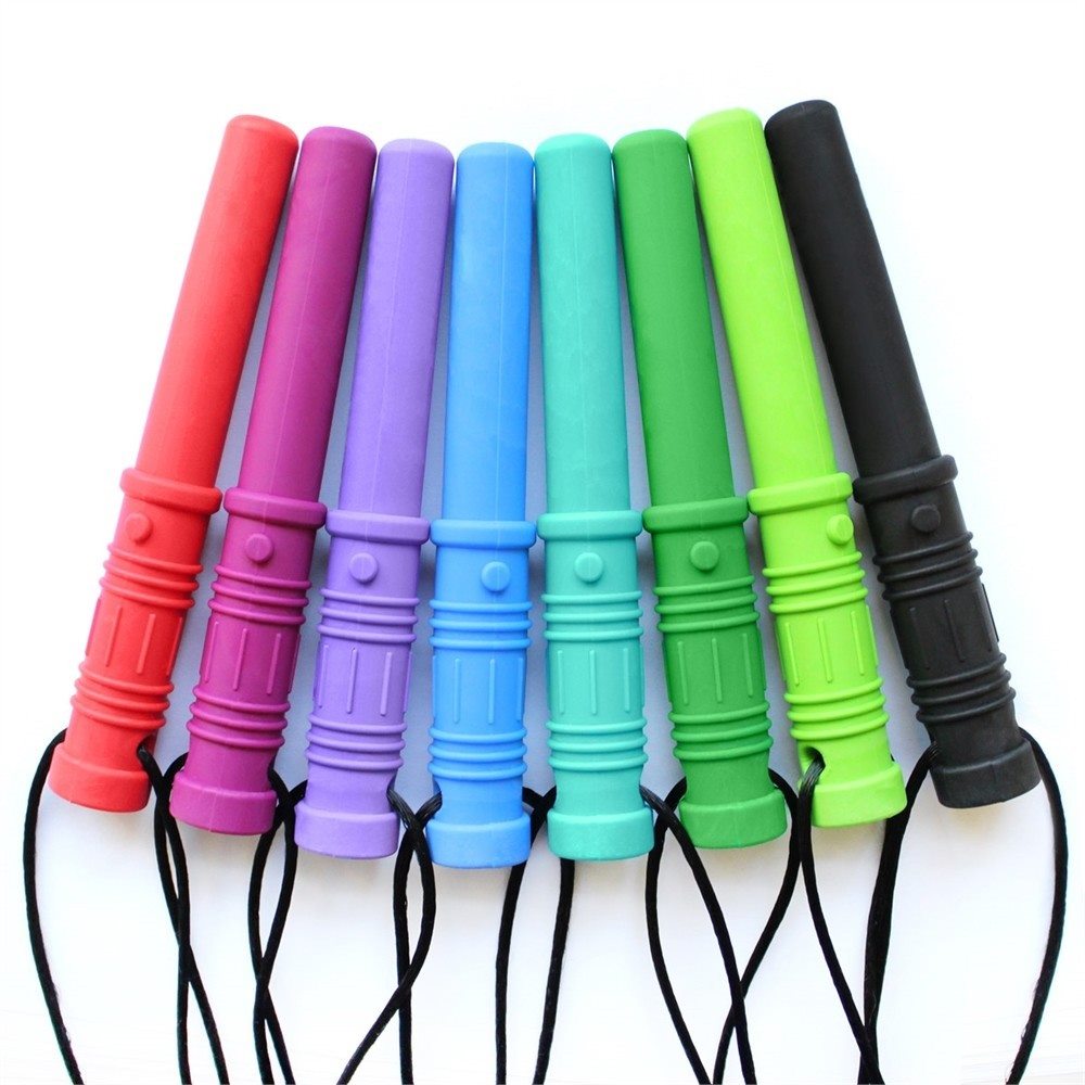 Collier à Mâcher Sensoriel Pour Enfant - Silicone Qualité Alimentaire - Aide à La Concentration, TDAH, Autisme - Bleu