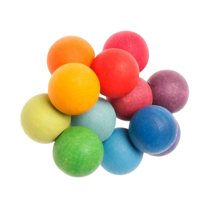 Perles de bois arc-en-ciel