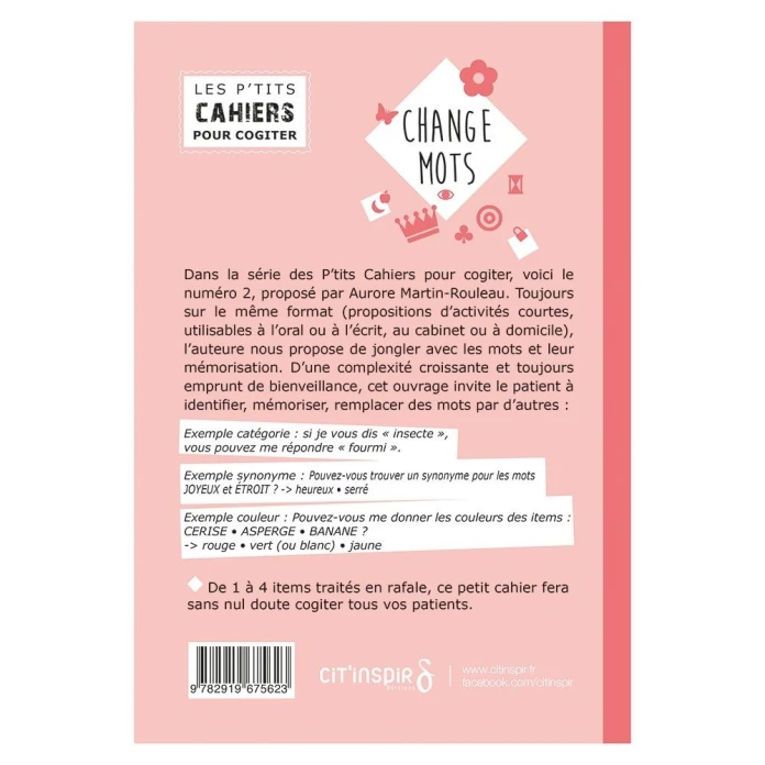 Les p’tits cahiers pour cogiter – n°2 change mots
