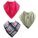 Foulards bavoirs bibbles -tartan/framboise/gris