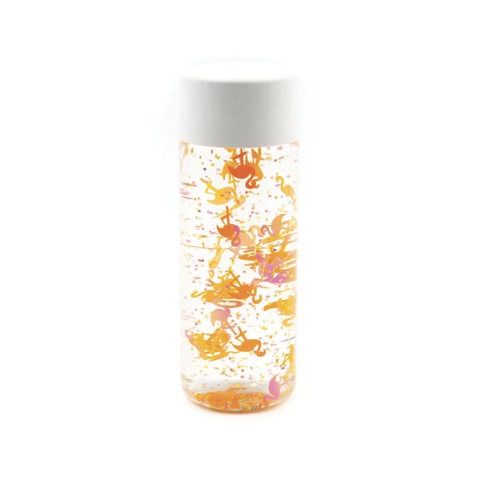 Bouteille sensorielle flamants oranges