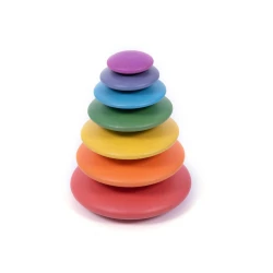 Galets en bois arc-en-ciel x 7