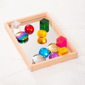 Petit plateau miroir en bois