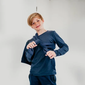 T-shirt enfant ultra doux manches longues - Bleu