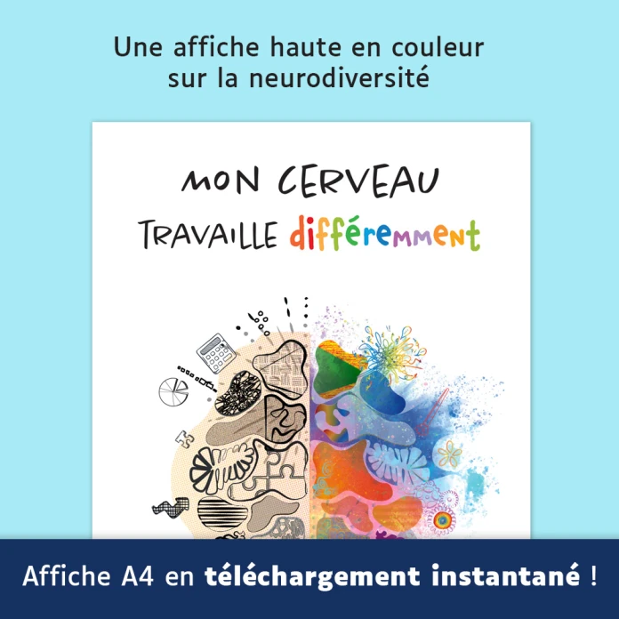 Affiche "Mon cerveau travaille différemment"