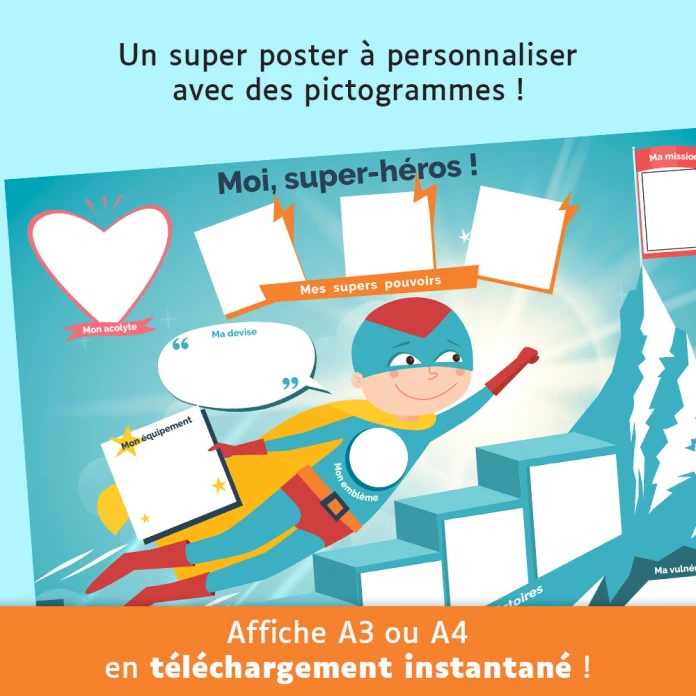 Poster à personnaliser "Moi, super-héros !"
