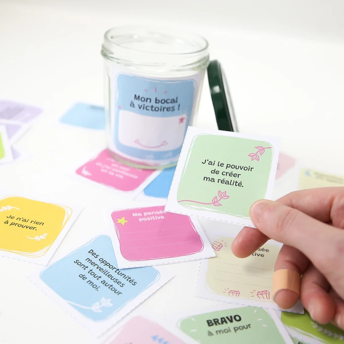 Mon bocal à victoires - Cartes de pensées positives