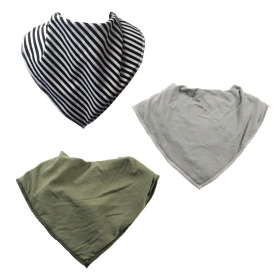Foulards bavoirs bibbles - kaki/gris/rayures x 3