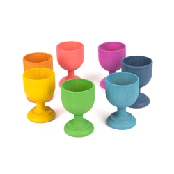 Coquetiers en bois arc-en-ciel x 7