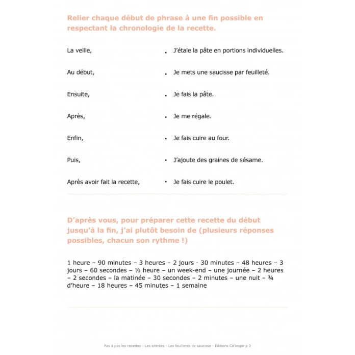 Pas à pas les recettes : les entrées
