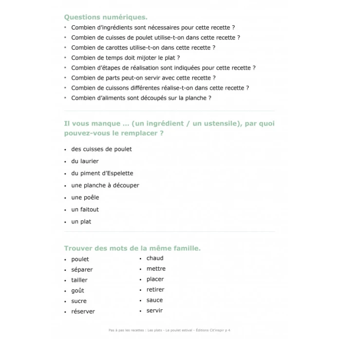 Pas à pas les recettes : les plats