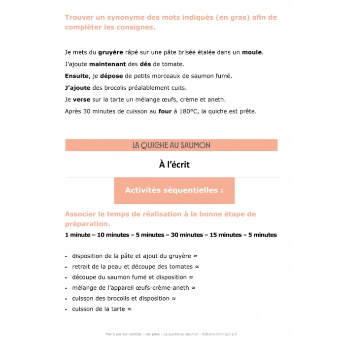 Pas à pas les recettes : les plats