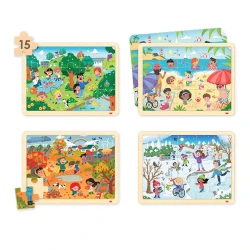 Lot de 4 puzzles les quatre saisons et un monde durable