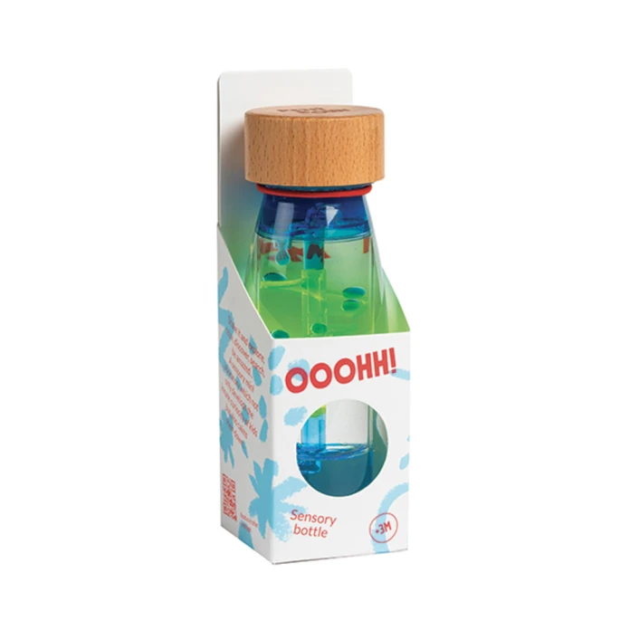 Bouteille sensorielle spirale bleue