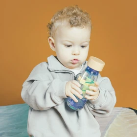 Bouteille sensorielle spirale bleue