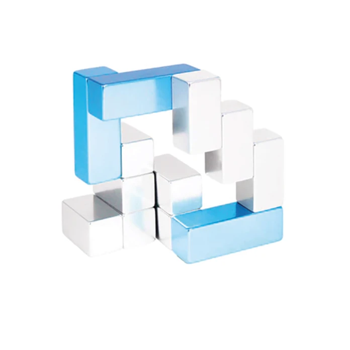 Cube metal - argent/bleu