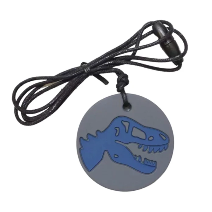 Collier dino - gris et bleu
