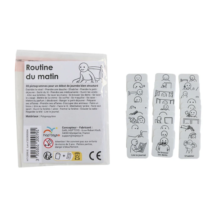 30 pictogrammes - Routine du matin - Style épuré
