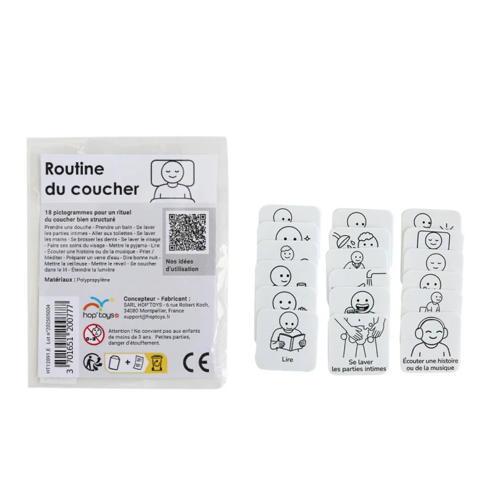 18 pictogrammes - Routine du coucher - Style épuré
