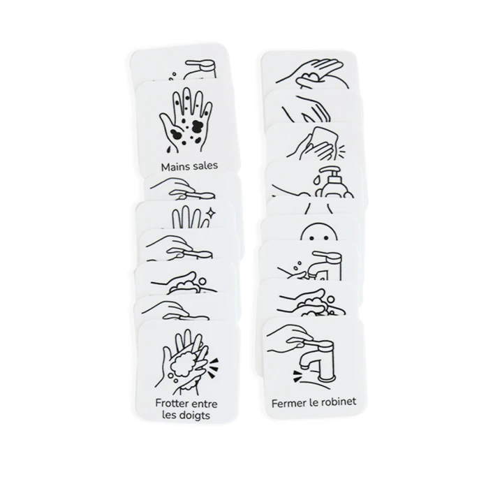 18 pictogrammes - Se laver les mains - Style épuré