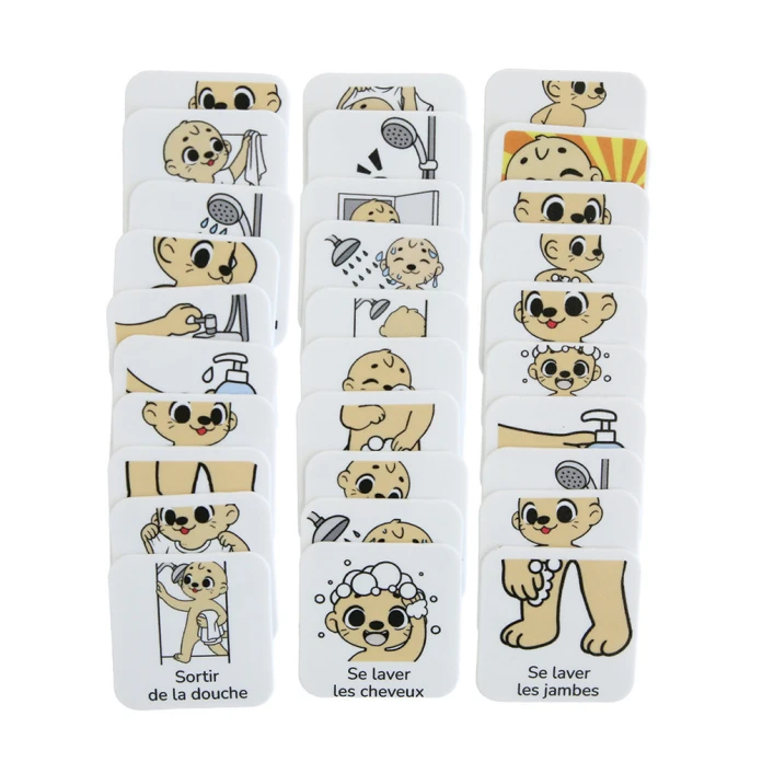 30 pictogrammes - Se doucher - Style kawaii