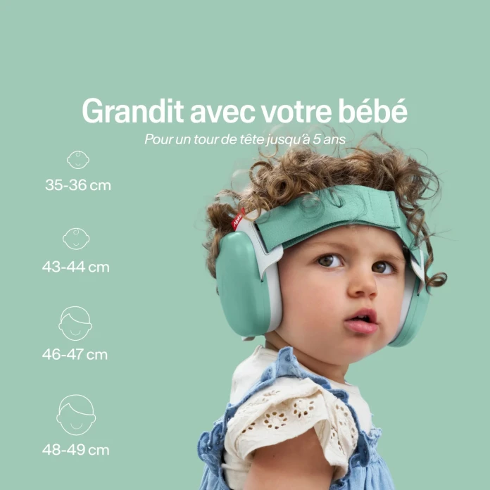Casque antibruit bébé - vert sauge