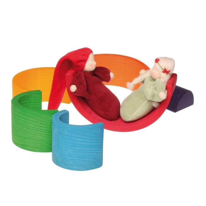 Arc-en-ciel en bois multicolore - 17 cm (6 pièces)