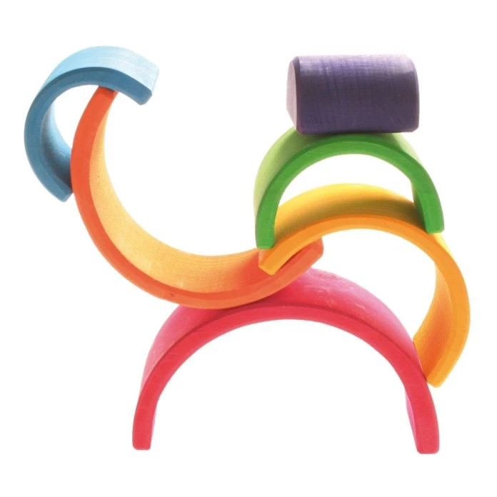 Arc-en-ciel en bois multicolore - 17 cm (6 pièces)