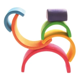 Arc-en-ciel en bois multicolore - 17 cm (6 pièces)