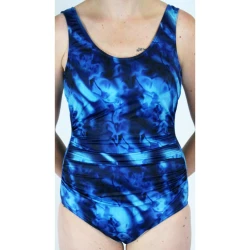 Maillot de bain incontinence 1 pièce femme - Bleu multi